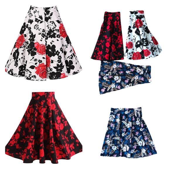 Vintage Style High Waist Pleated Skater Flared Circle Skirt bundle of 3 size XL - Picture 1 of 12